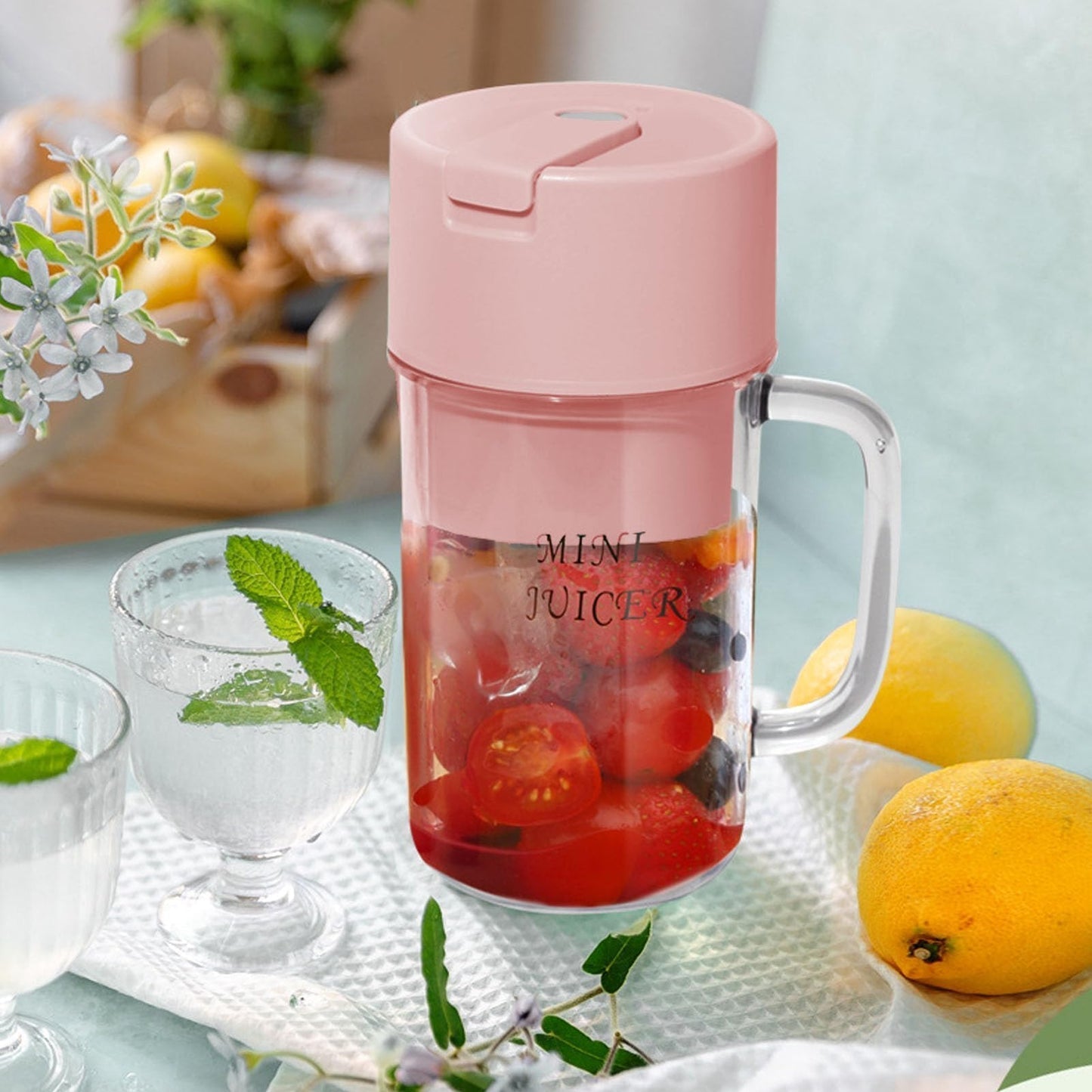 Mini Blender Juicer with Straw and cup